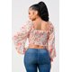 thumbnail image 4 of CC Clothing Blusa Fruncida con Escote en Forma de Corazón y Flores para Mujer, Talla Regular, 4 of 5