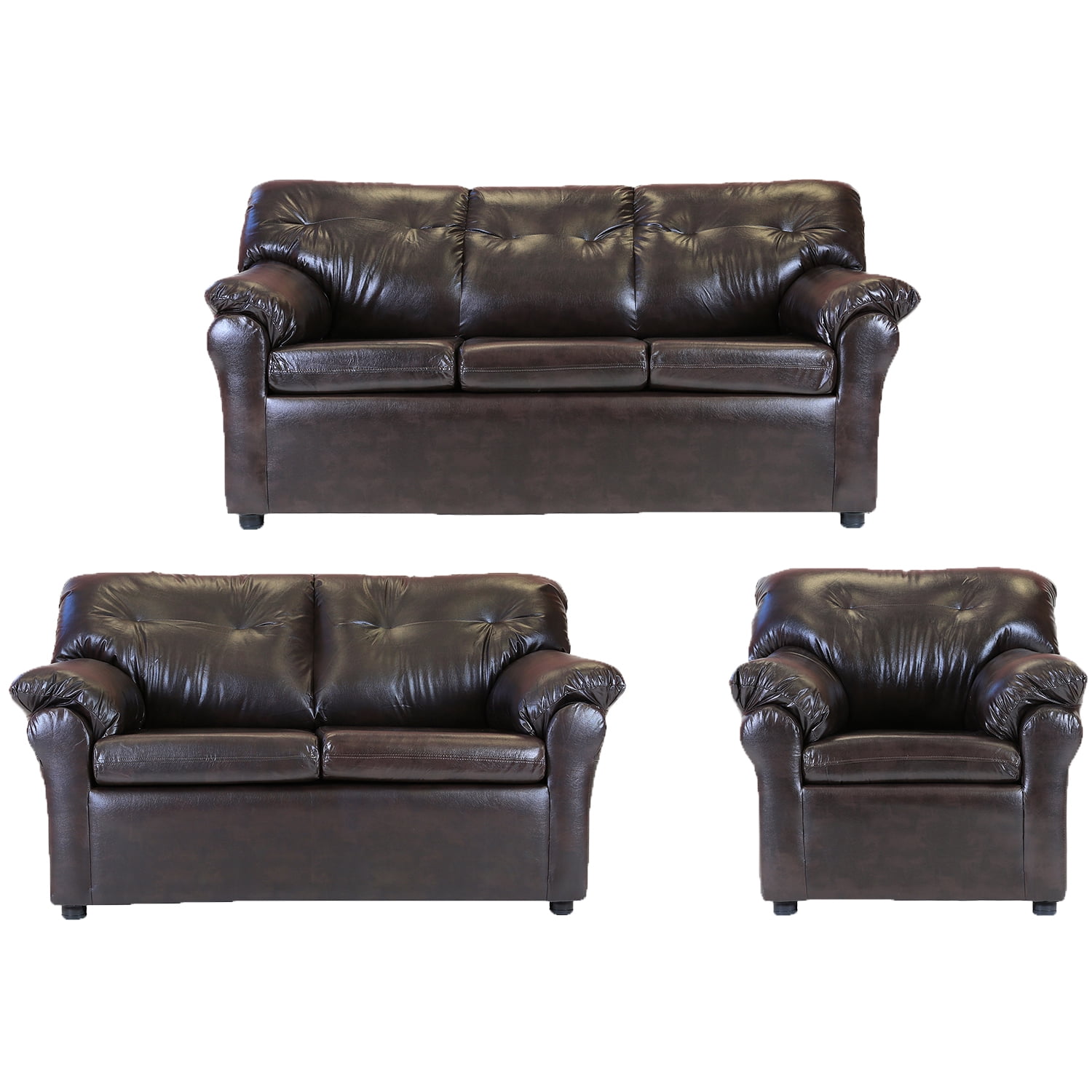 Muebles América - Living América 321 Cuero Sintético Café Moro