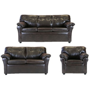 Muebles América - Living América 321 Cuero Sintético Café Moro