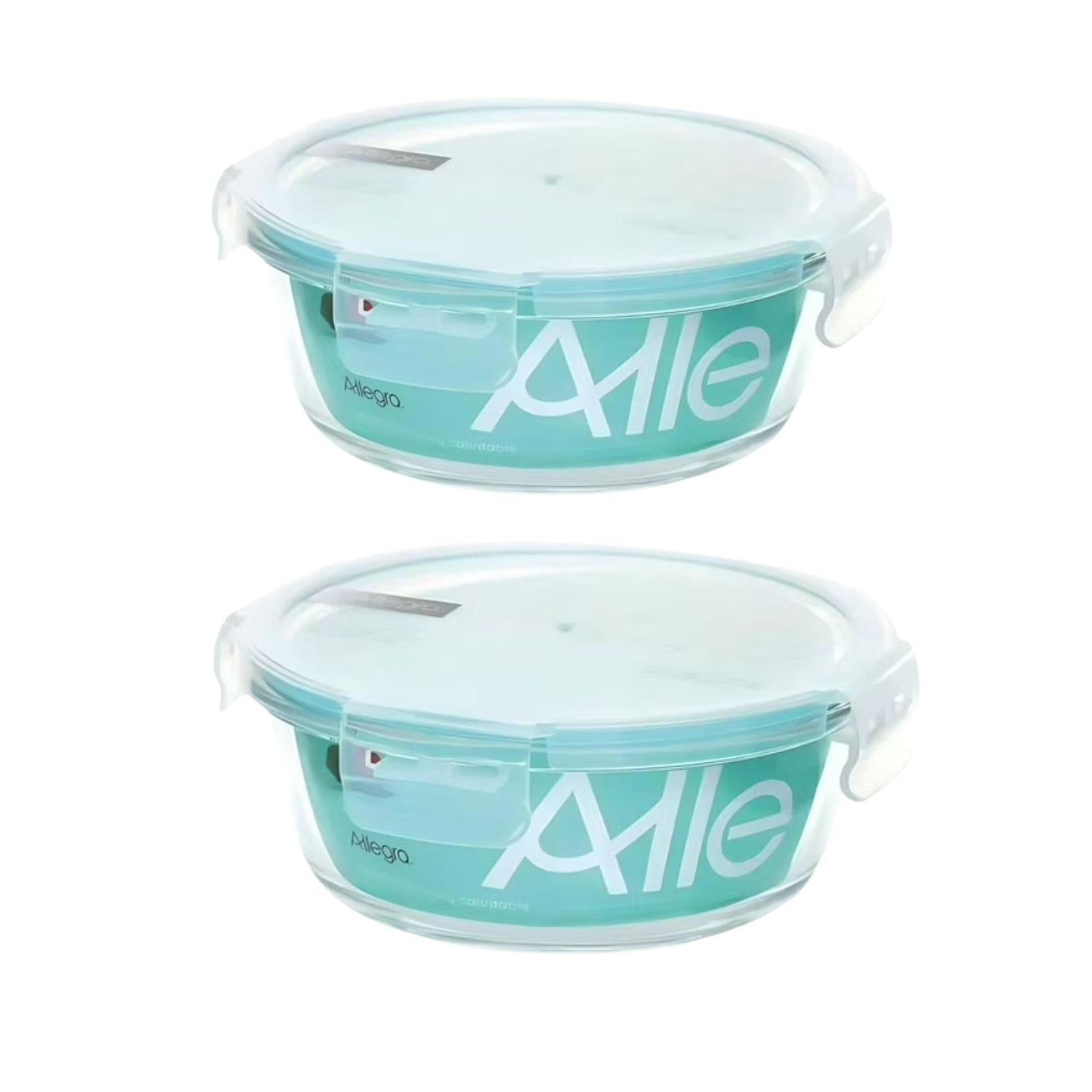 Pack 2 Contenedores Hermetico Vidrio Redondo 720ml Allegra