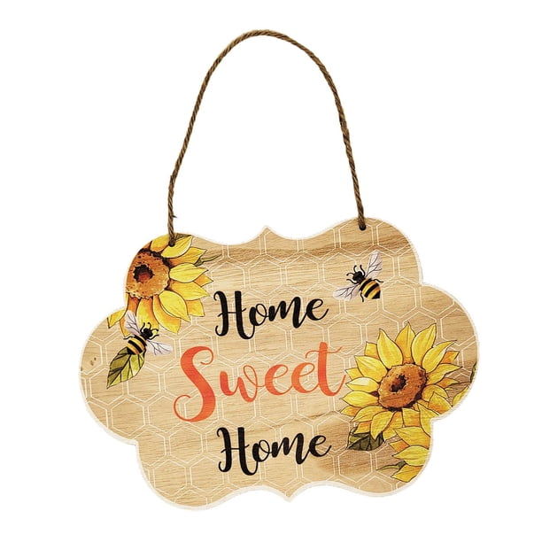 Placa De Madera De Moda Vintage, Estampado De Flores De Abeja, Puerta Delantera, Ventana, Cartel De Madera, Dulce Hogar