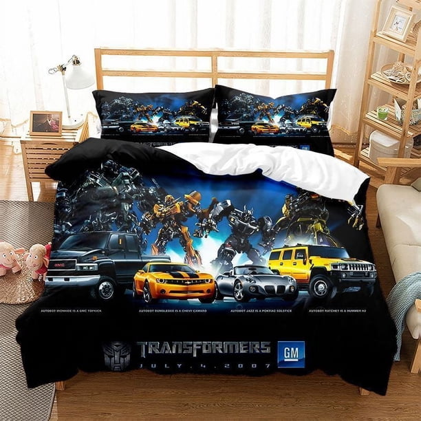 Bumblebee and Optimus Prime Quilt Cover Set Bedding Set 3-Piece Bedding Set (1 Duvet Cover + 2 Pillow Shams)