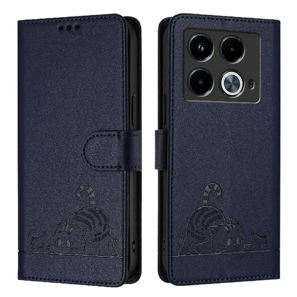 Funda tipo cartera FOXDOCK para infinix Note 40 con soporte, ranuras, RFID, diseño de gato