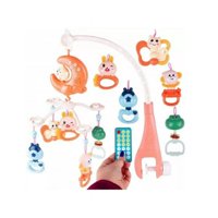 Total Click - Juguete Movil Sonajero Infantil Con Luz Y Sonido Luna Naranja