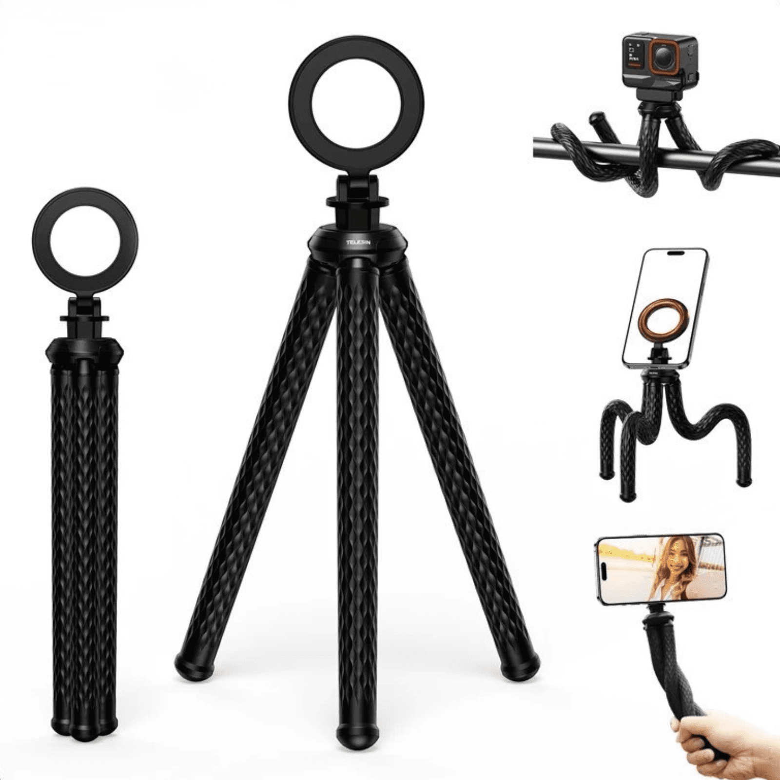 Telesin - Trípode Flexible Magsafe Para Celular Y Cámaras Deportivas