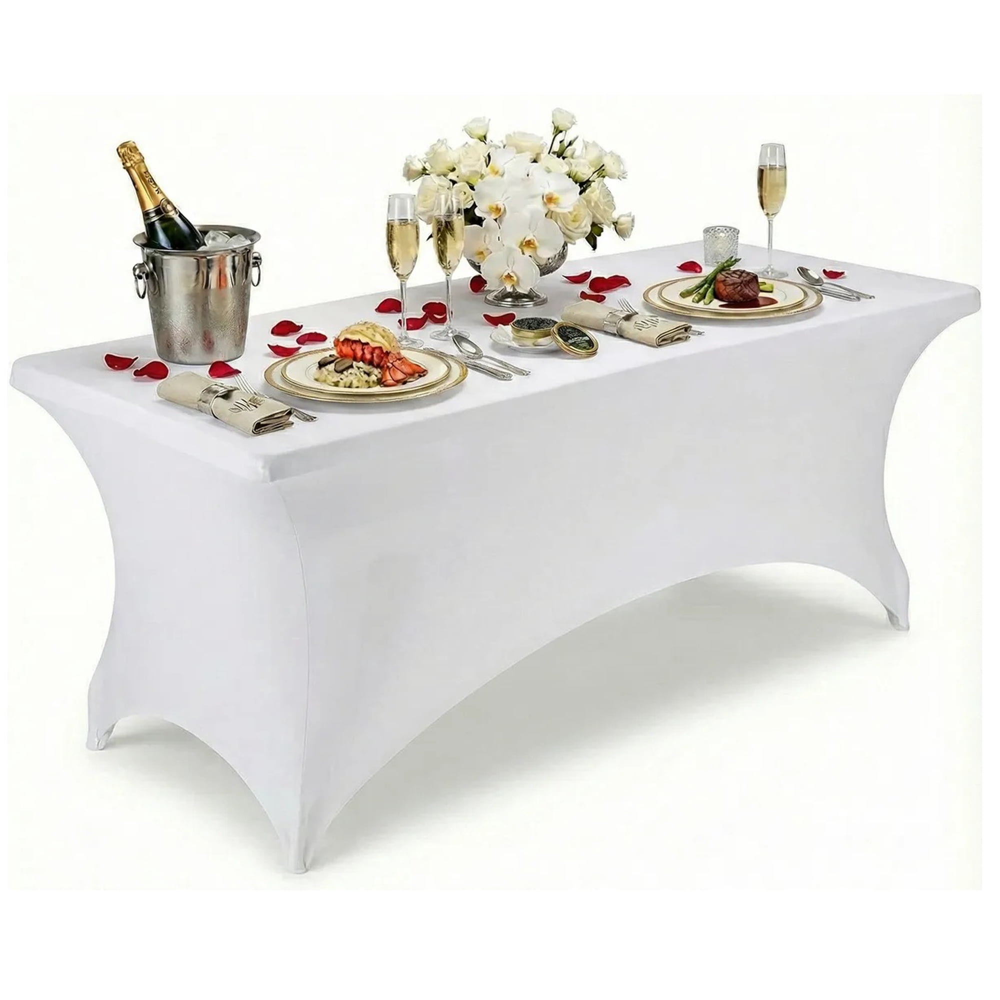 Eoland - Funda Mantel Spandex 183x75x75 Color Blanco