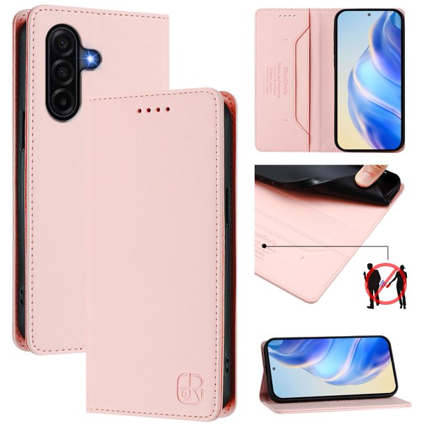 Funda Billetera con Soporte para Samsung Galaxy A56 5G Bloqueo RFID Plegable Rosa