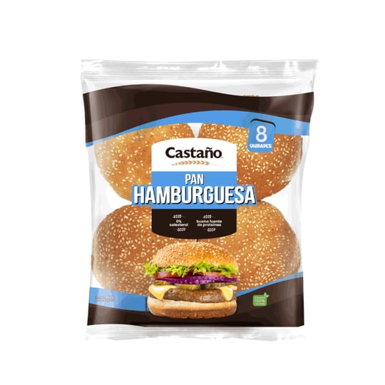 Pan De Hamburguesa 8 Un 460 g Castaño