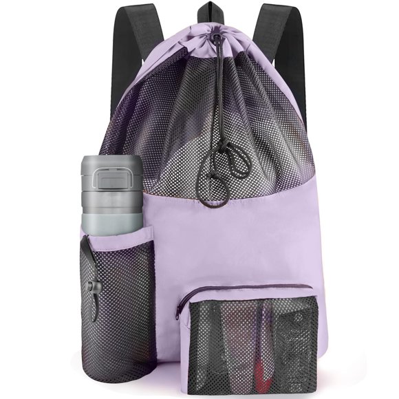 Bolsa de natación de malla HOHOM, grande, impermeable, con cordón, 58 x 48 cm