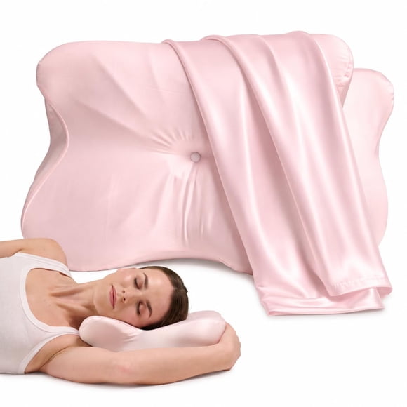 Funda de almohada Derila 54 × 36 × 12 cm Modal y Seda Rosa