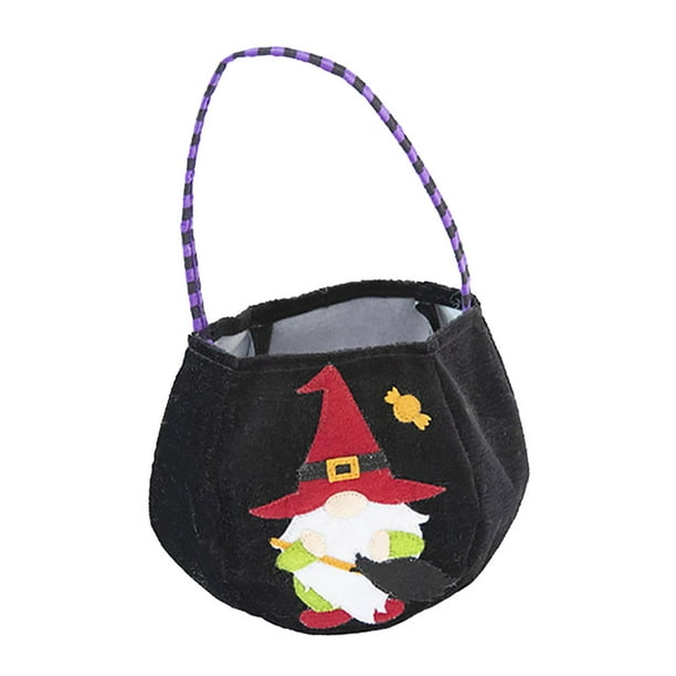 Bolsa de calabaza para regalo de fiesta de Halloween, bolsa multiusos de felpa para fiesta de Halloween, para bolsas de aperitivos, decoración de otoñ negro