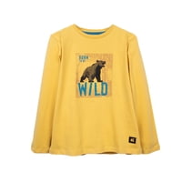 Pillin - Polera Niño Manga Larga Estampado Oso “Wild” Mostaza