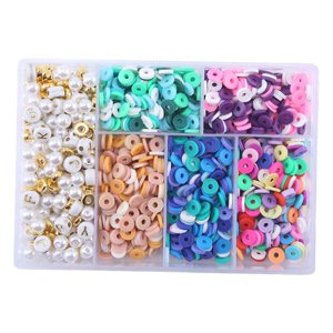 Magideal - Cuentas De Arcilla De 6 Rejillas, Cuentas Espaciadoras Redondas Planas Para Hacer Pulseras, Juego De Manualidades Con Cuentas De Letras Diy Para Niñas Y Niños, Suministros Para Multicolor