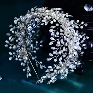 Veatool - Hermoso Aro Para El Cabello, Forma De Hoja, Combinación De Perlas Y Diamantes, Selección De Materiales De Alta Calidad, Tocado Exquisito, Ampliamente Aplicable