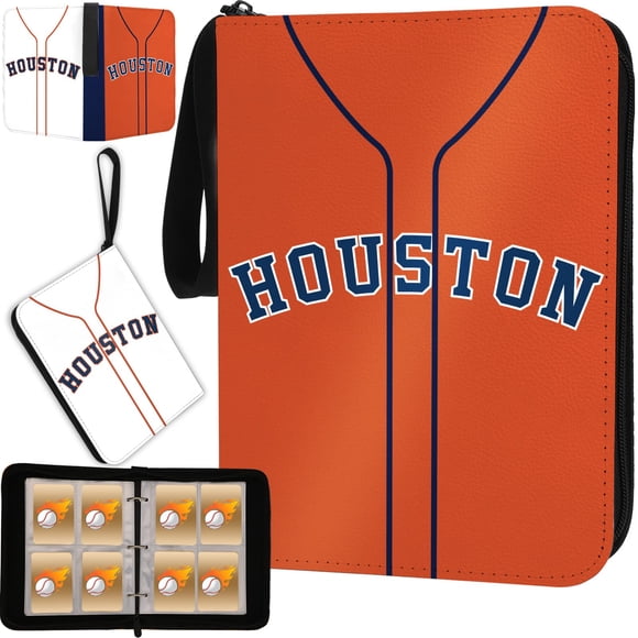 Carpeta Para Tarjetas De Béisbol De 400 Bolsillos Naranja Houston