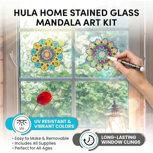 Kit Mandala Vidrio Hula Home 10 Vinilos 8 Colores