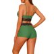 thumbnail image 3 of Conjuntos de Bikini de Color Contrastante para Mujer 2 Piezas de Cintura Alta con Escote Redondo Traje de Baño Talla X-Small Verde Militar, 3 of 5