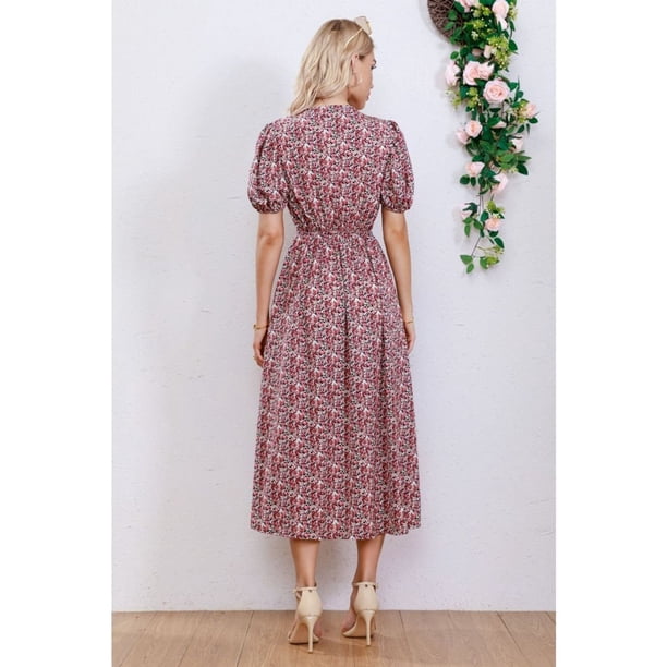 Vestido Verano Largo Mujer Floral Manga Corta 272