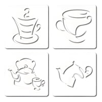 Genérico - Set 4 Cuadros Cocina Té Y Café 20X20 Cm