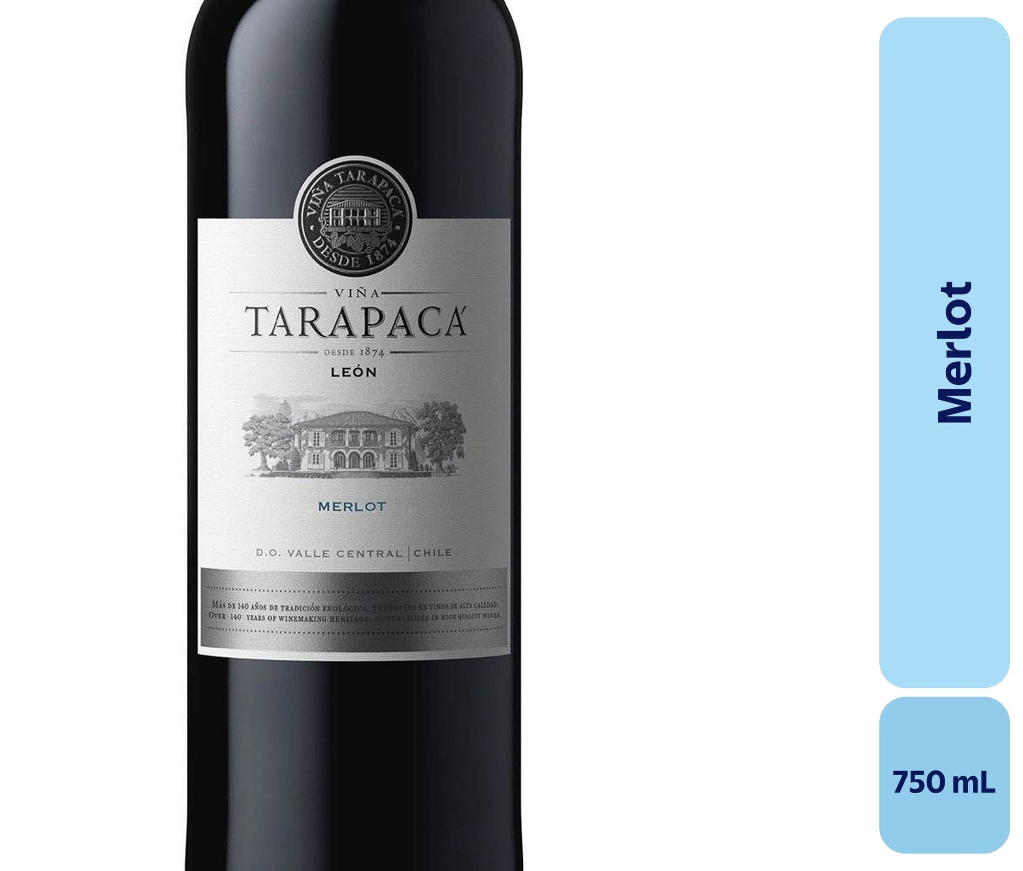 Vino Merlot Botella 750 mL Leon De Tarapaca