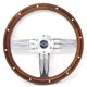 thumbnail image 2 of Volante Newworldmotoring 36 cm Madera Pulida con Botón de Claxon Bowtie, 2 of 7