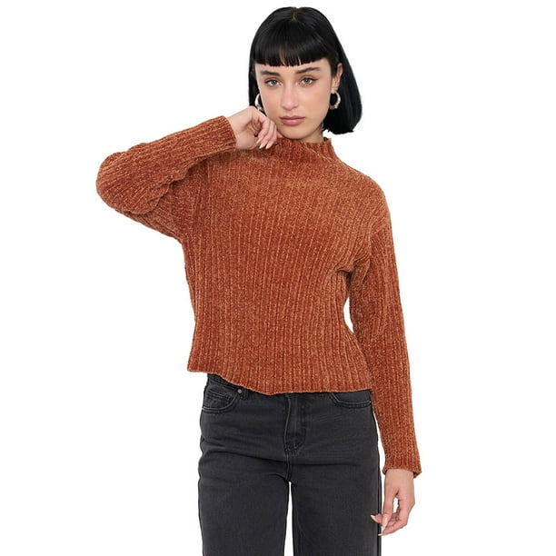 Sweater Mujer Chenille Rib Camel Corona