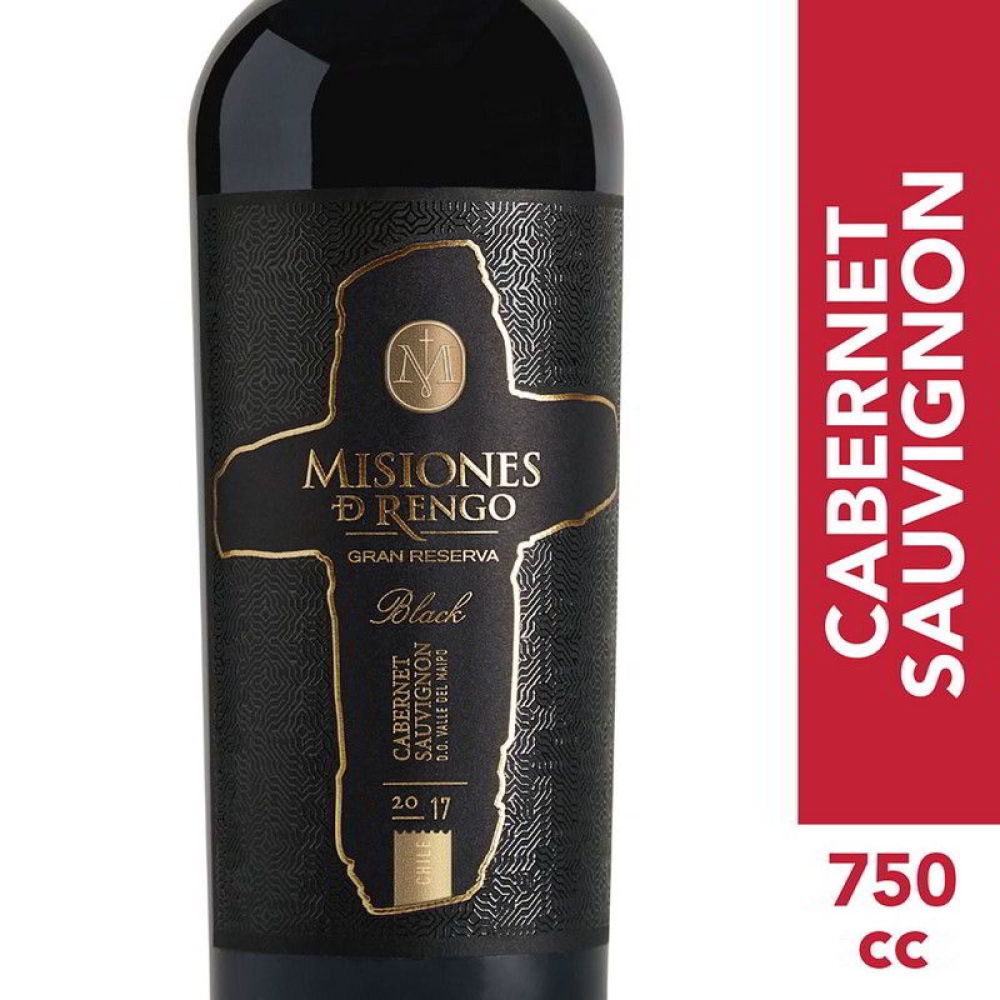 Vino Tinto Cabernet Sauvignon Gran Reserva Black 14° Botella 750 ml Misiones de Rengo
