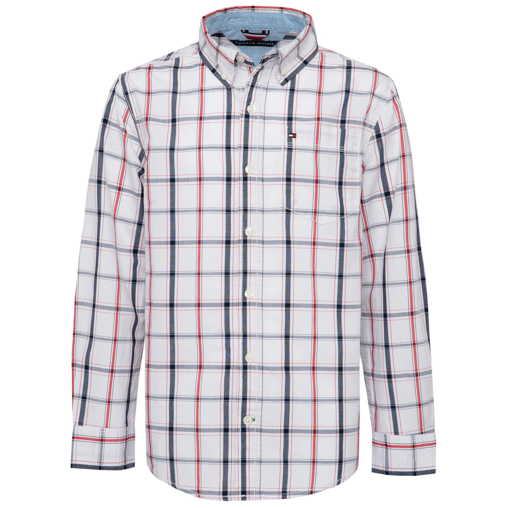 Camisa Tommy Hilfiger De Manga Larga Para Niños, 100% Algodón, Color Blanco 2