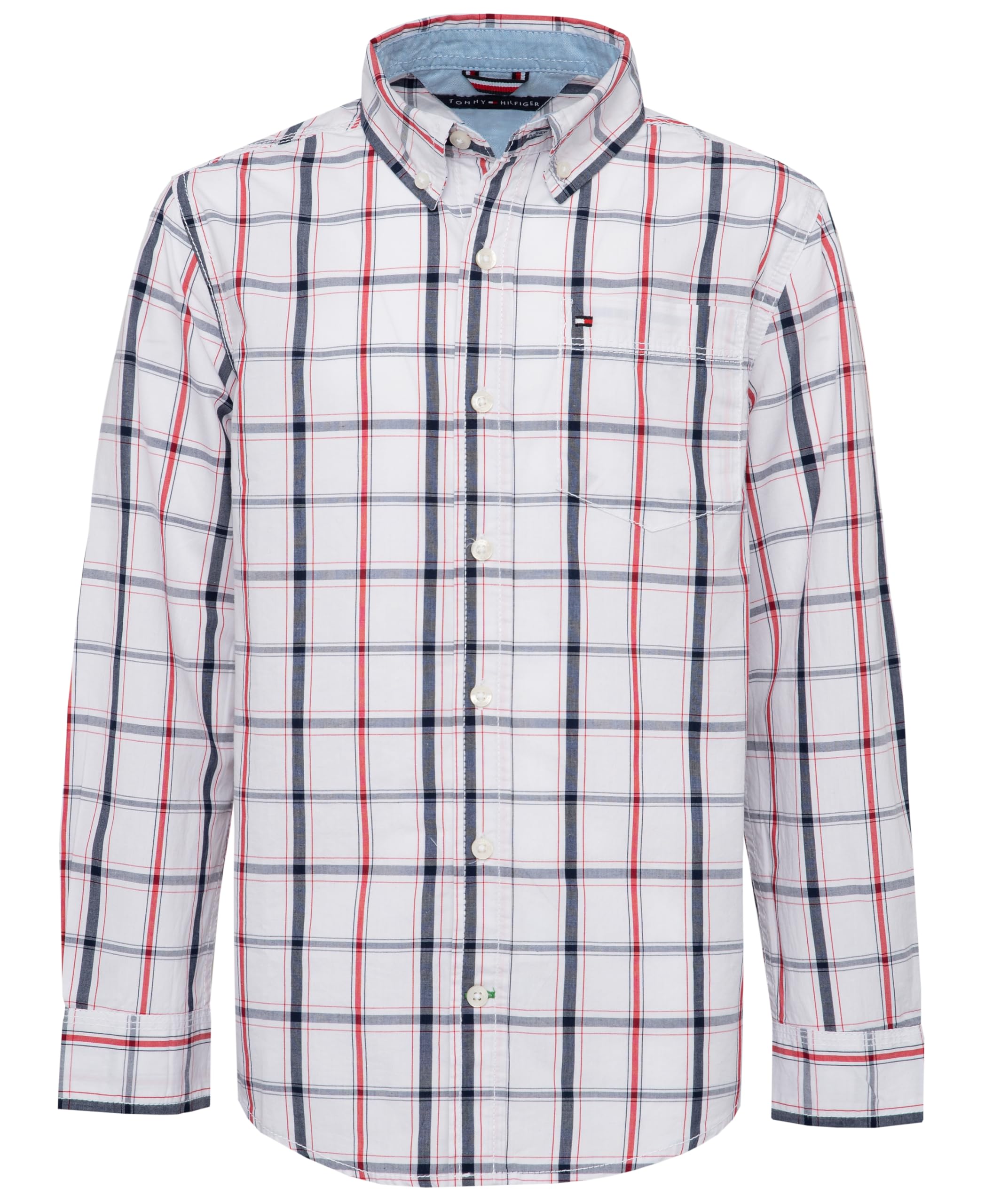 Camisa Tommy Hilfiger De Manga Larga Para Niños, 100% Algodón, Color Blanco 2