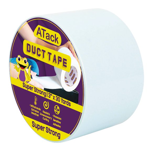 Cinta adhesiva ATack Super Strong, color blanco, 7,62 cm x 27,43 m