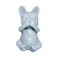 Magideal - Estatua De Francés, Estatua De Perro, Estatuilla De Resina, Escultura De Perro Gris Oscuro Mate Para Decoración Del Hogar Interior Y Exterior, , No Hablar No Hablar Bulldog