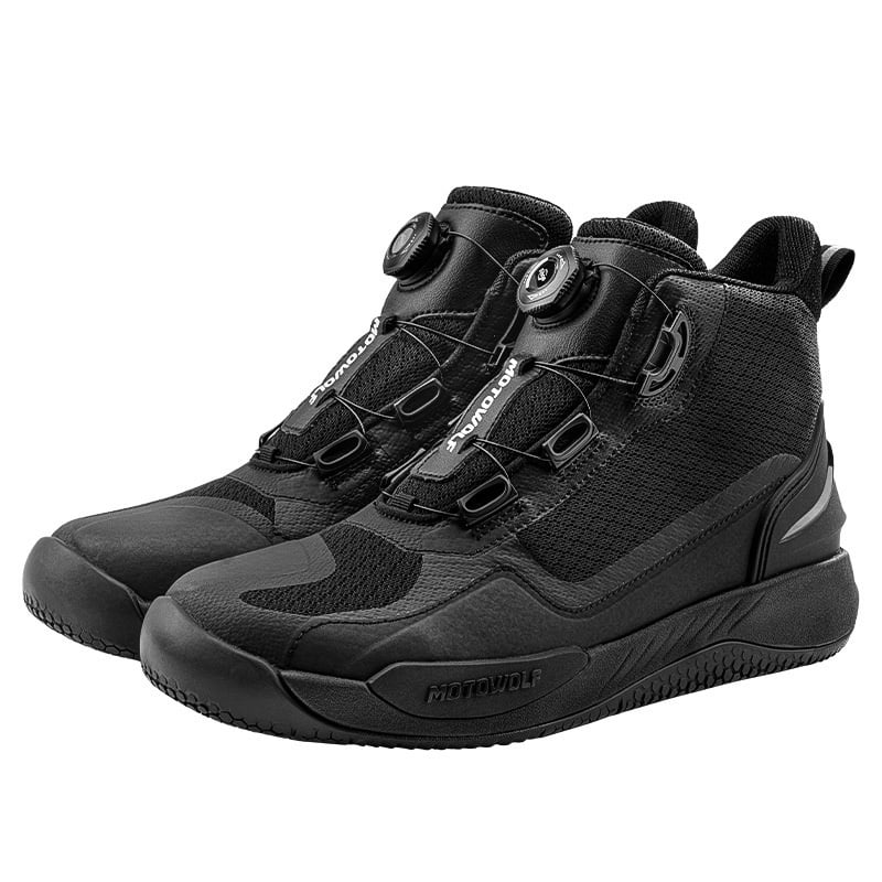 Zapatos Negros Para Motociclismo Antideslizantes Motowolf Mdl0203