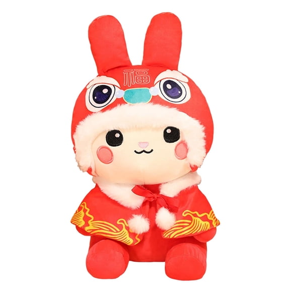 Bunny Juguetes De Peluche Con Temática De Animales Para El Año Nuevo Chino Navidad Capa Roja 20 Cm