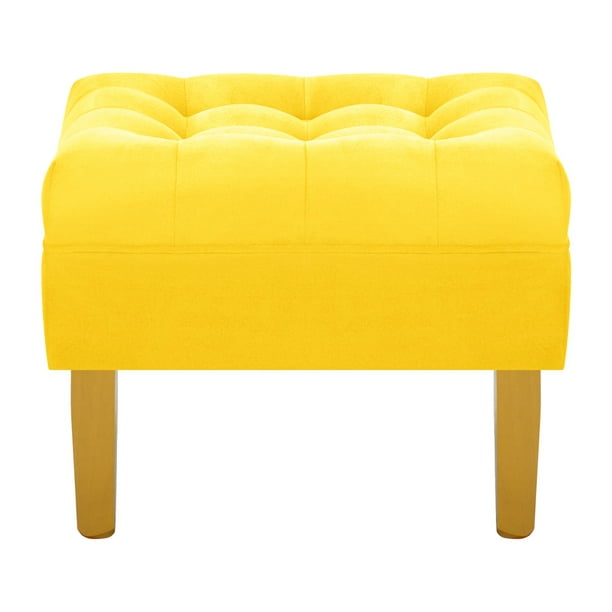 Pouf Wood 1c Felpa 01 Amarillo