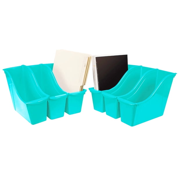 Organizador de plástico Storex, papelera pequeña para libros, 6 unidades, color verde azulado