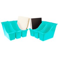 Organizador De Plástico Storex, Papelera Pequeña Para Libros, 6 Unidades, Color Verde Azulado