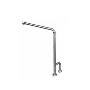 Maxcare - Barra De Seguridad Baño Angular Muro-Piso Doble Izquierda Gris
