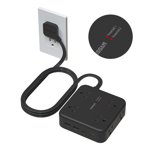 Regleta TESSAN 1,5 m 12‑en‑1 USB‑C 20 W