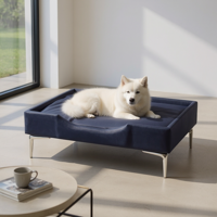 Bloccare - Cama De Mascotas - Talla L Extra (90X70 Cm) / Pata Cromada 15 Cm (Negro)