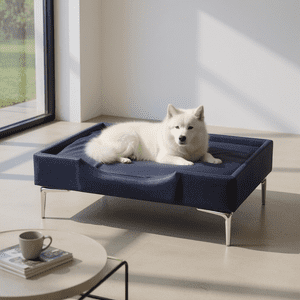 Bloccare - Cama De Mascotas - Talla L Extra (90X70 Cm) / Pata Cromada 15 Cm (Negro)