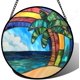 thumbnail image 1 of Colgante ventana vitral gran hamburguesa carne 20cm mono atrapasol puerta jardín cocina exquisito decoración Navidad regalo, 1 of 7