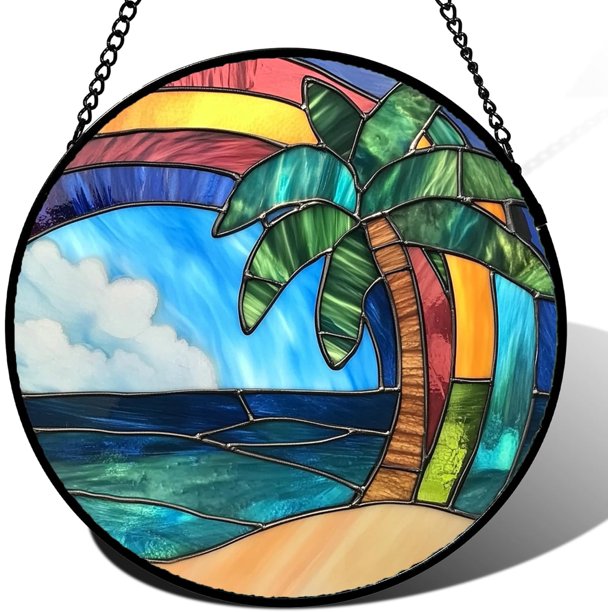 Colgante ventana vitral gran hamburguesa carne 20cm mono atrapasol puerta jardín cocina exquisito decoración Navidad regalo