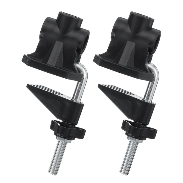Abrazadera de Escritorio con Diámetro de Agujero de 0.47", 2 Piezas Base Universal en C con Tornillo Ajustable para Soporte de Montaje de Lámpara de Mesa de Micrófono, Negro