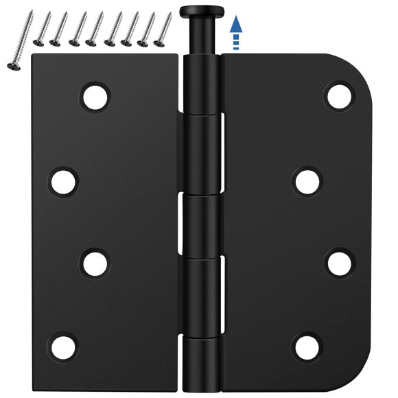 Bisagras para puerta IOQ 10 cm negro mate - paquete de 6