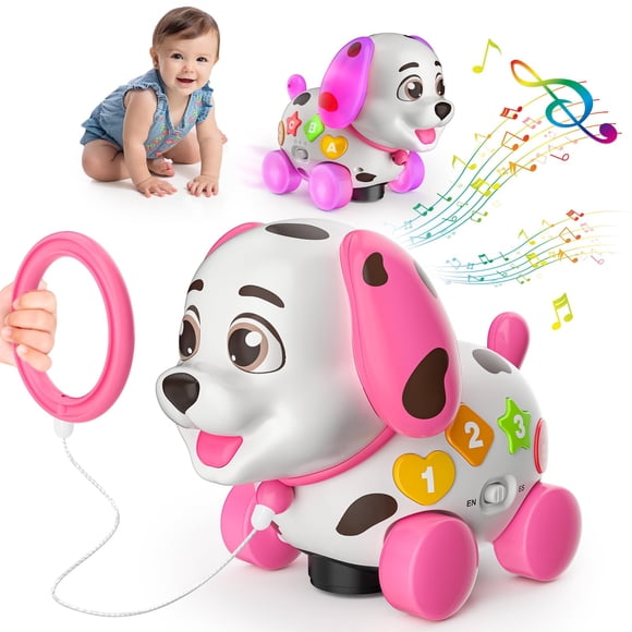 Juguete musical para cachorros BQU 3 en 1 para niña y niño de 1 año, rosa
