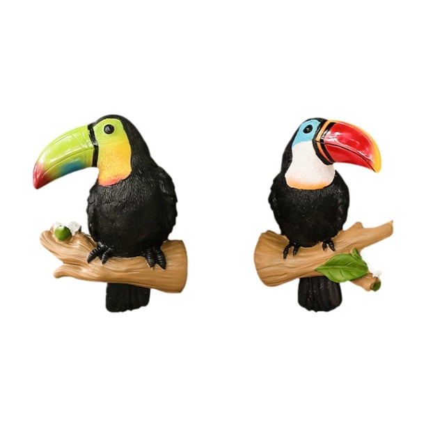 2 piezas PARROT Árbol Hugger Escultura de pájaros Estatuas de jardín colgante Artesanías, decoración del árbol de pared para veranda, área al aire lib