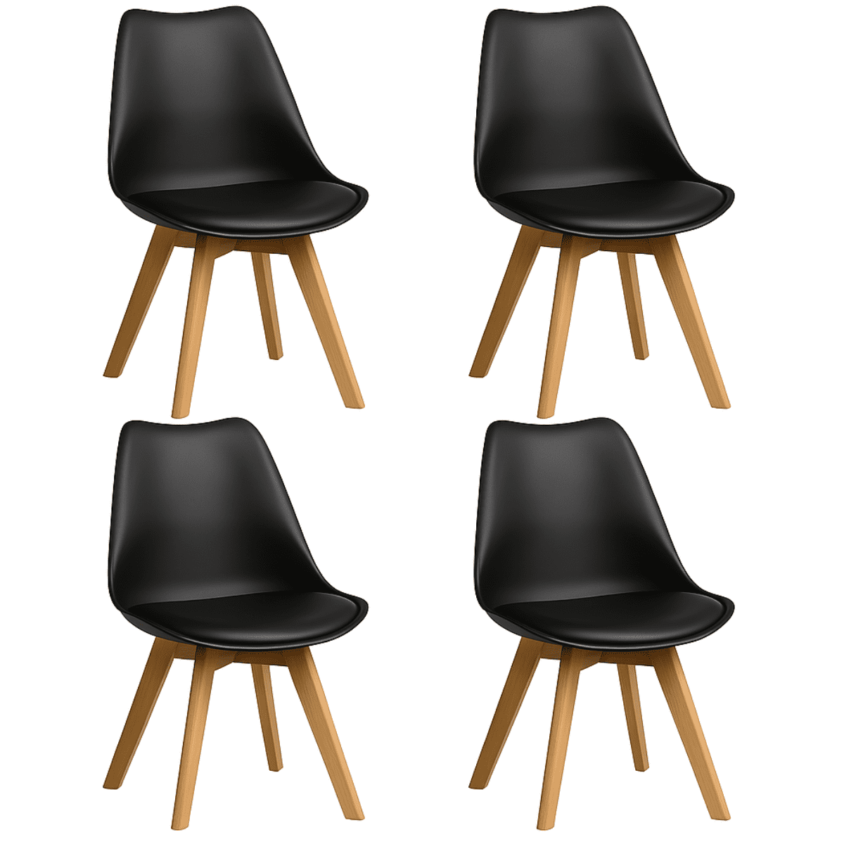 Moboi - Pack 4 Sillas Eames Acolchada Negras