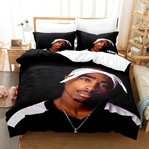 Tupac Amaru Shakur PAC Bedding Set Double Duvet Cover Comforter Pillowcase Boys Girls Adults Bedroom