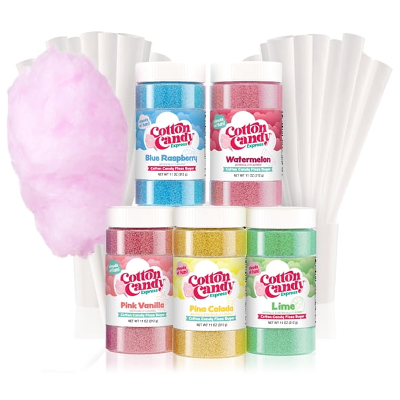 Paquete variado de azúcar con hilo dental Cotton Candy Express con 5 tarros