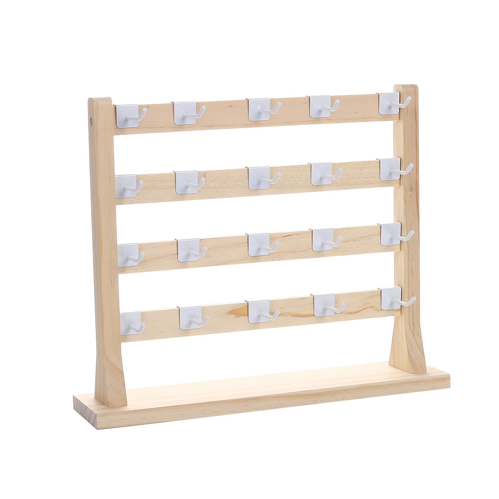 Magideal - Soporte De Exhibición De Pendientes De Madera, Soporte De Exhibición De Pendientes Con Ganchos Desmontables Para Vender Pendientes, Exhibición De Joya 4 Niveles
